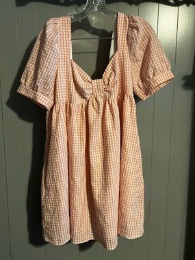 Pink Lily super cute pink gingham midi summer dress
